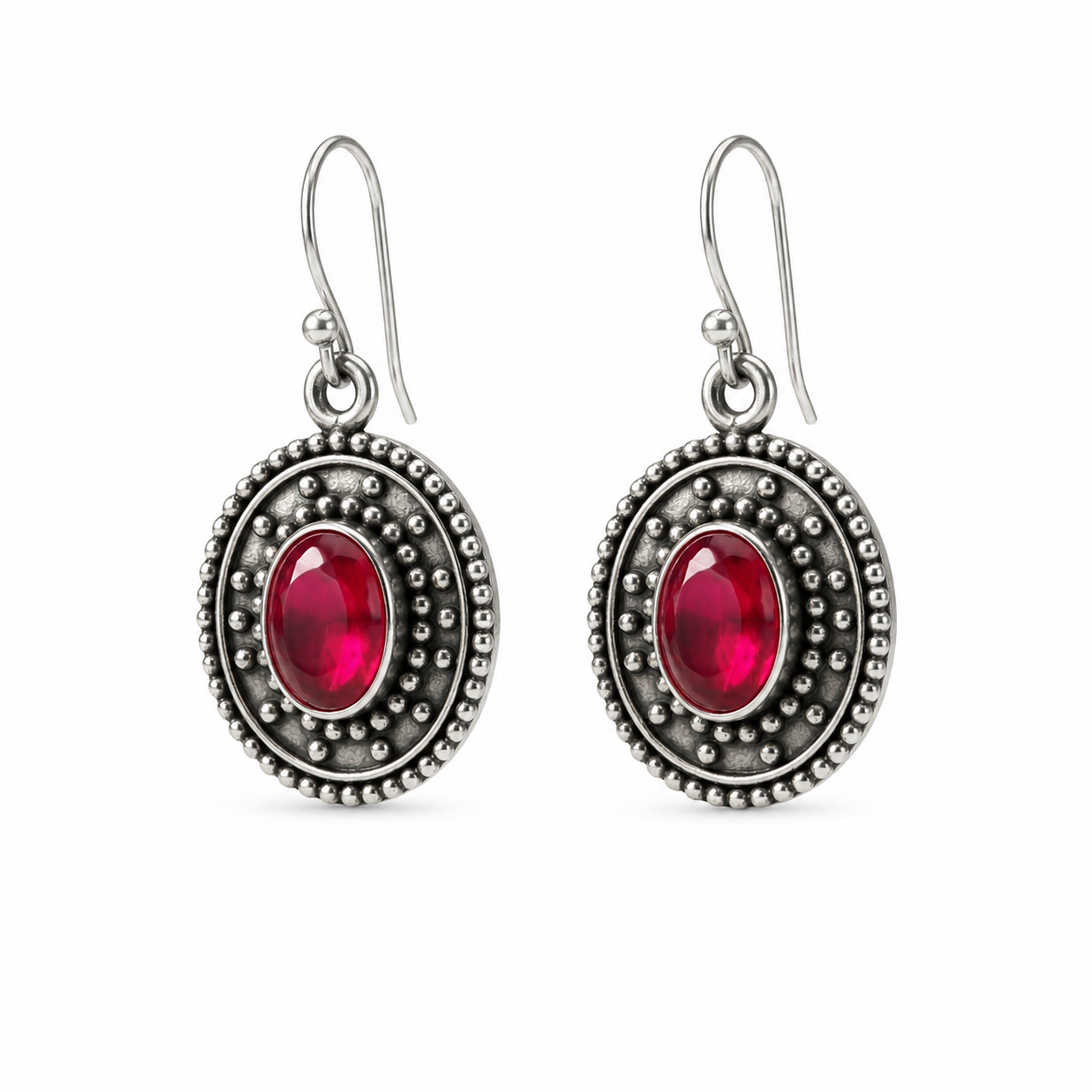 Vintage Crimson 925 Sterling Silver Drop Earrings | Ssarong