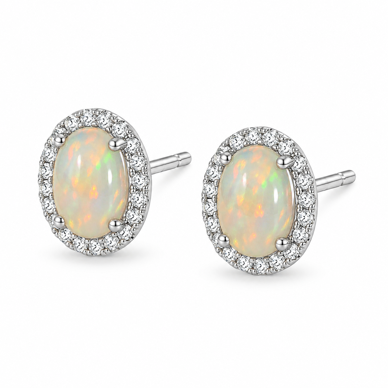 Opal Ethereal 925 Sterling Silver Halo Earrings | Ssarong
