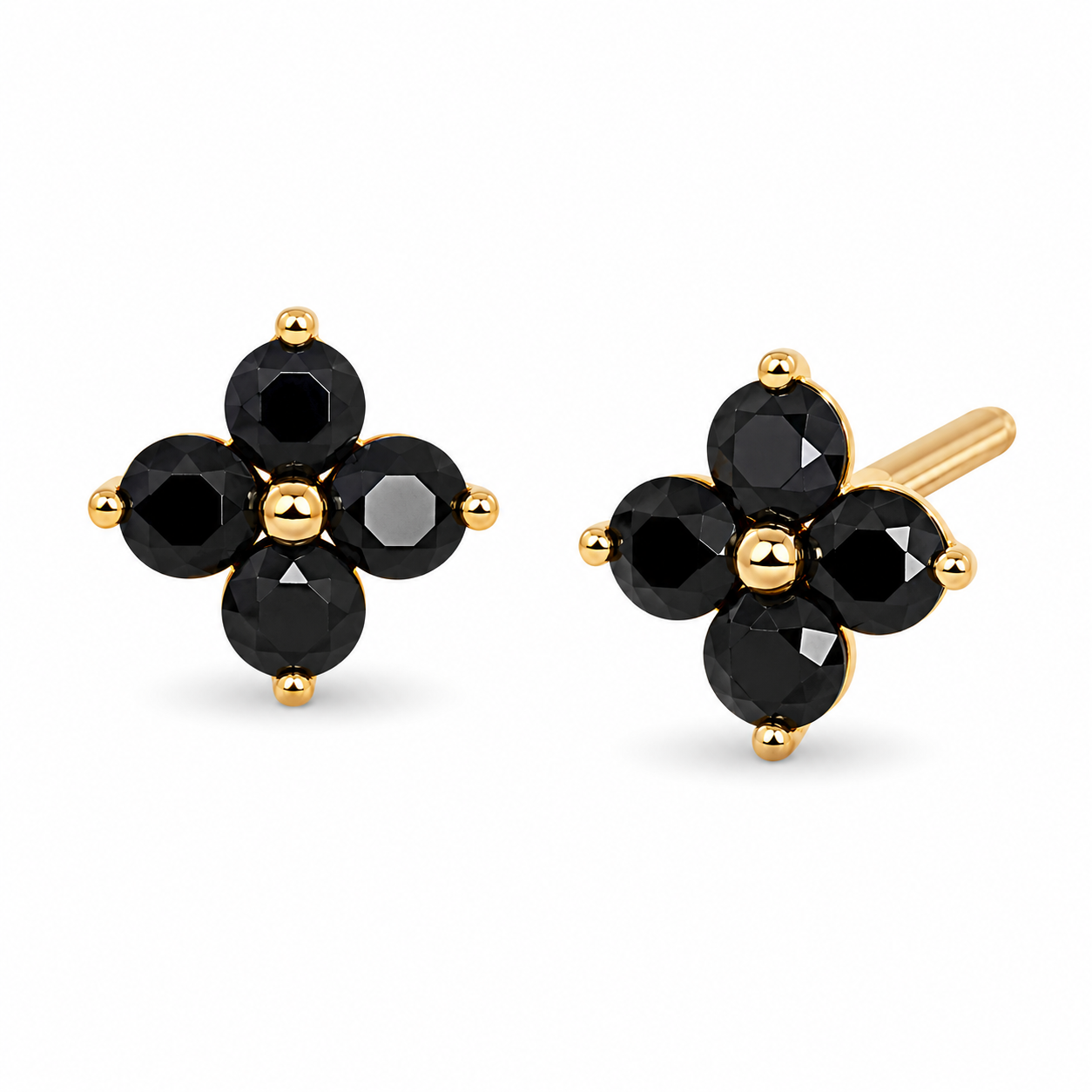 SSARONG 925 Sterling Silver Noir Blossom Stud Earrings | ER-008