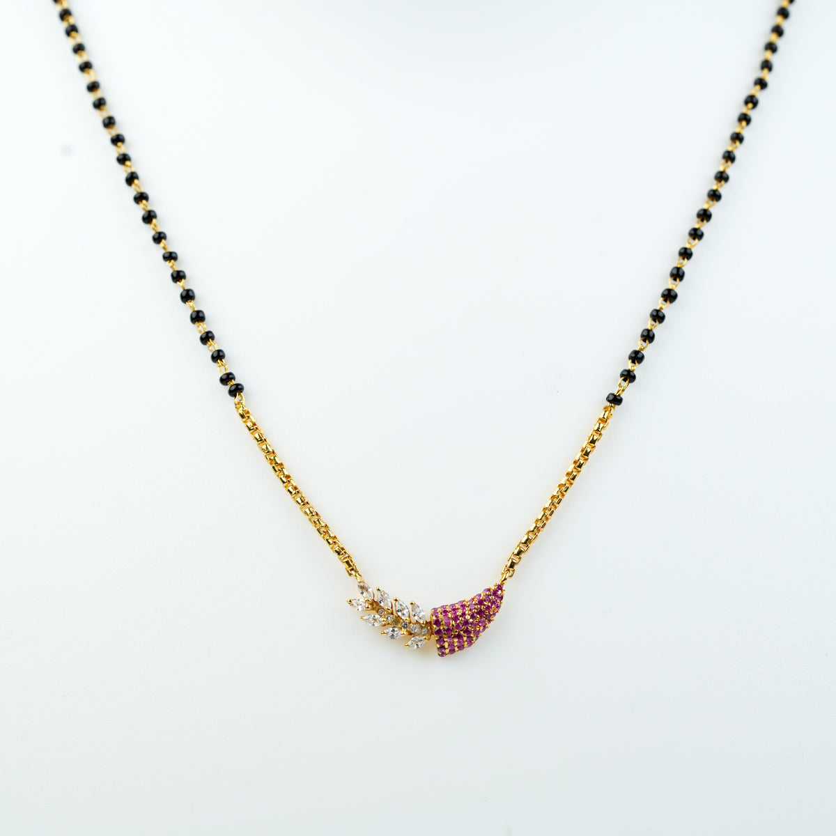 Blush Leaf 925 Sterling Silver Mangalsutra | SSARONG TM-007