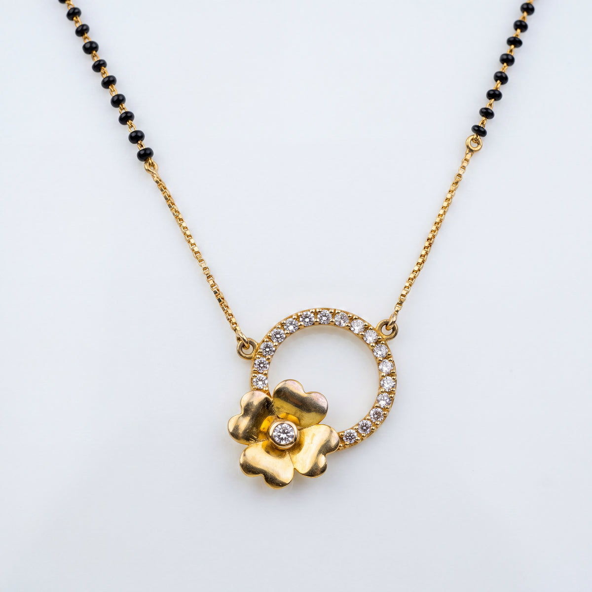 Floral Circle 925 Sterling Silver Modern Minimal Mangalsutra | Ssarong | MM-002