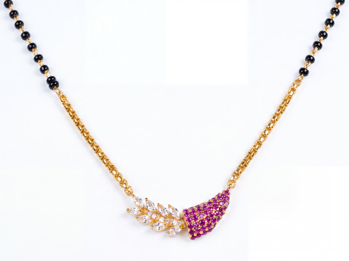 Blush Leaf 925 Sterling Silver Mangalsutra | SSARONG TM-007