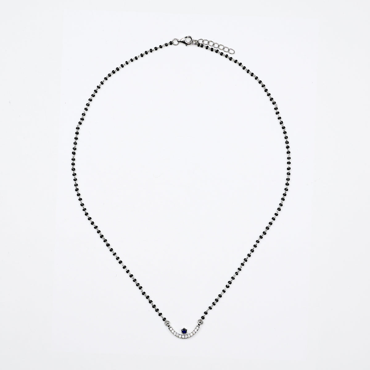 Sapphire Arc Blue Stone 925 Sterling Silver Mangalsutra | SSARONG MM-017