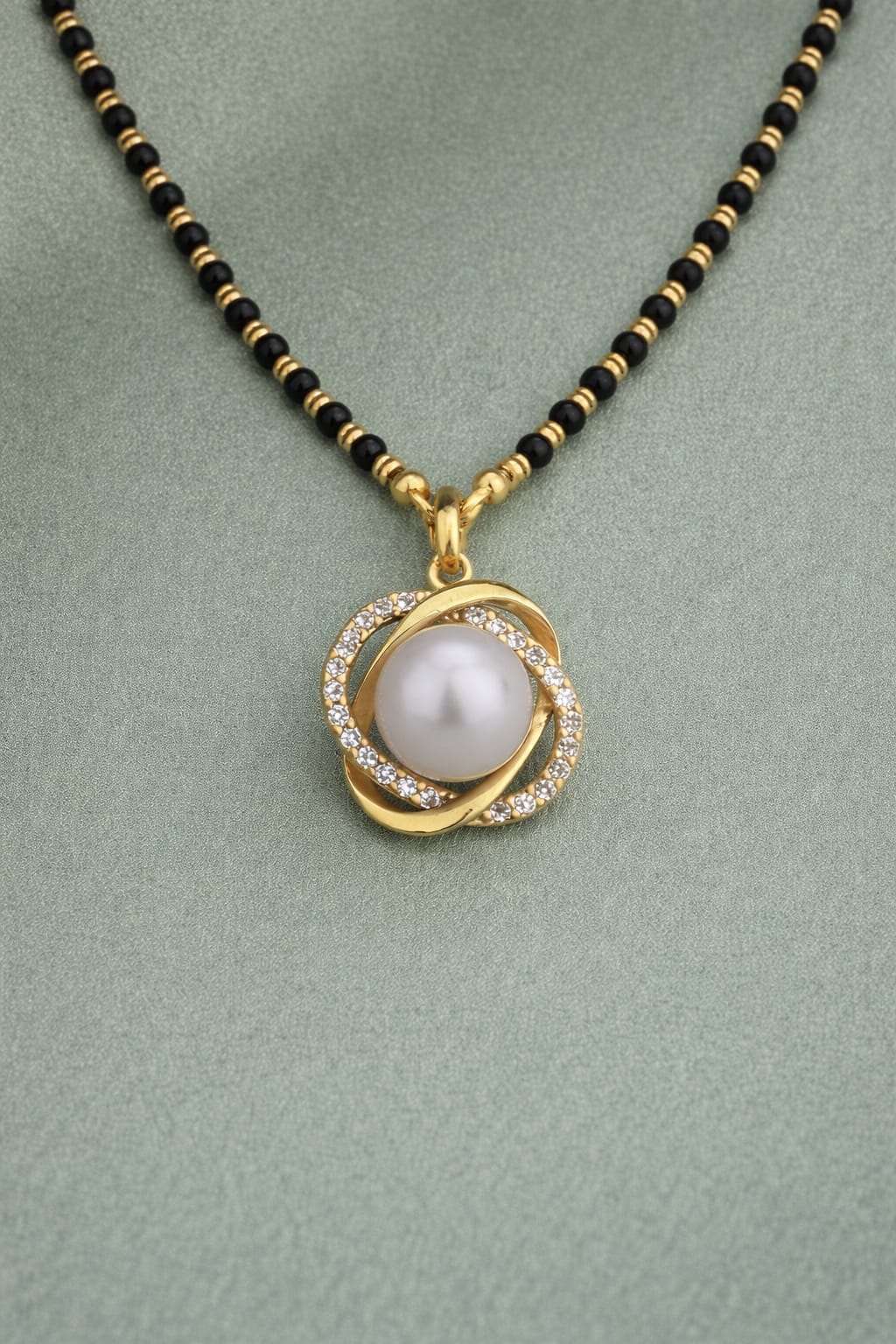 Pearl Aura 925 Silver Pearl Mangalsutra with Gold Polish | Ssarong
