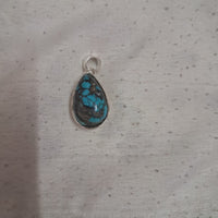Bohemian Pear Turquoise Matrix 925 Sterling Silver Pendant | SSARONG Pendant-006
