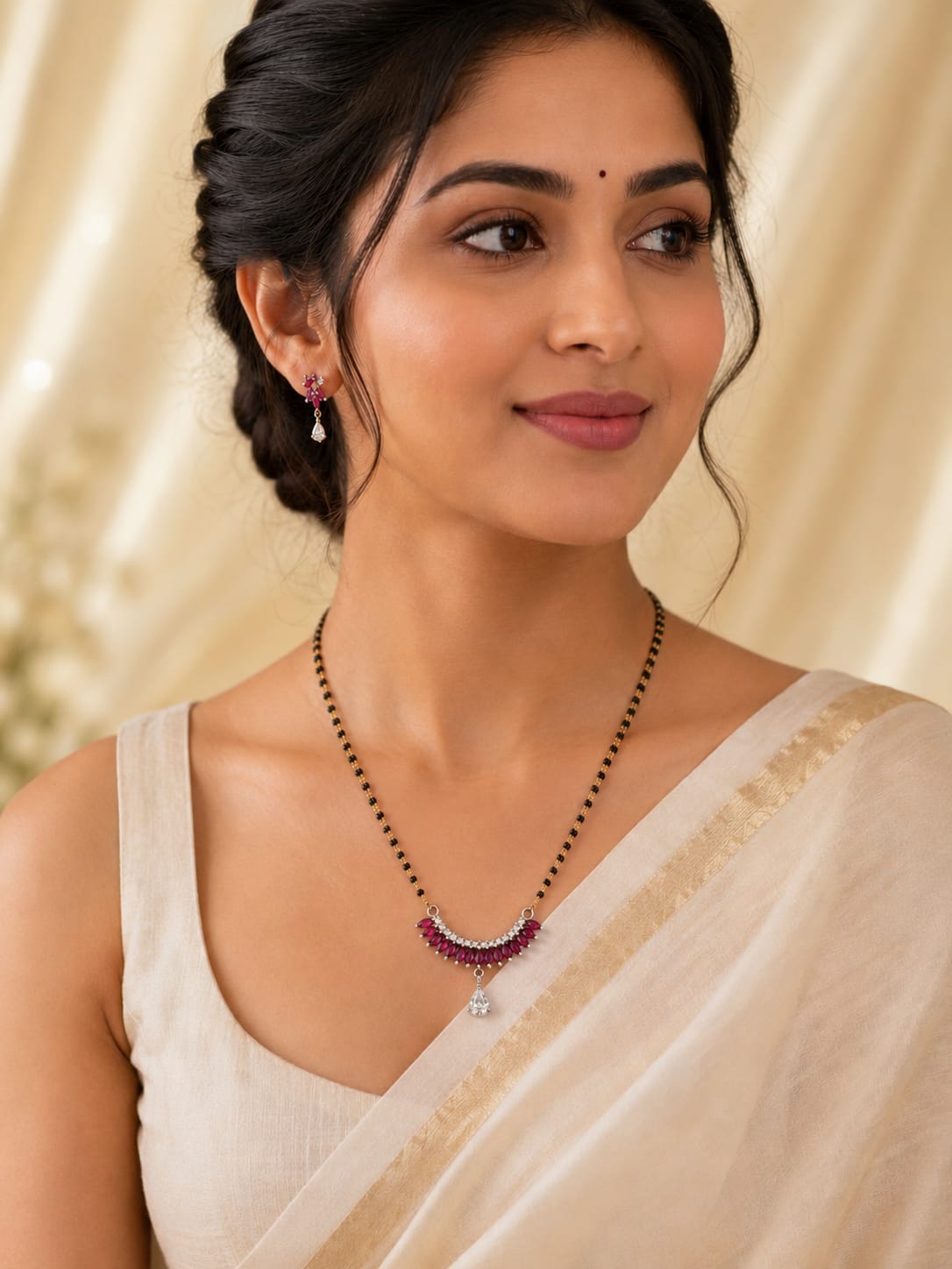 Ruby Arc 925 Silver Traditional Mangalsutra | Ssarong