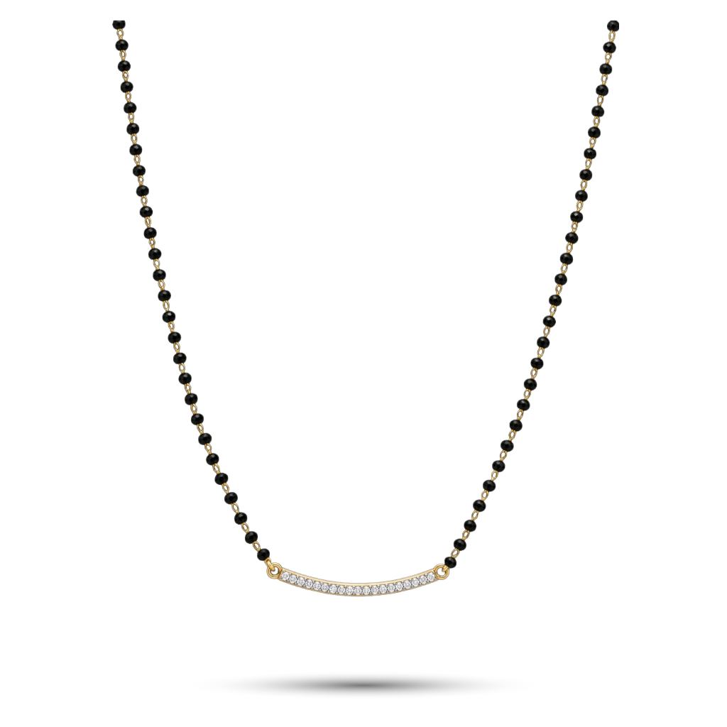 Sleek Curve Bar 925 Sterling Silver Modern Minimal Mangalsutra | Ssarong MM-003