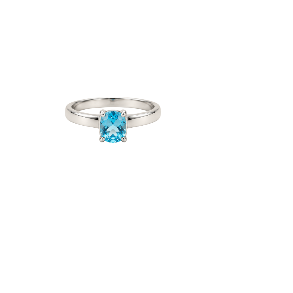 Ocean Blue Solitaire 925 Sterling Silver Ring | Ssarong | R-005