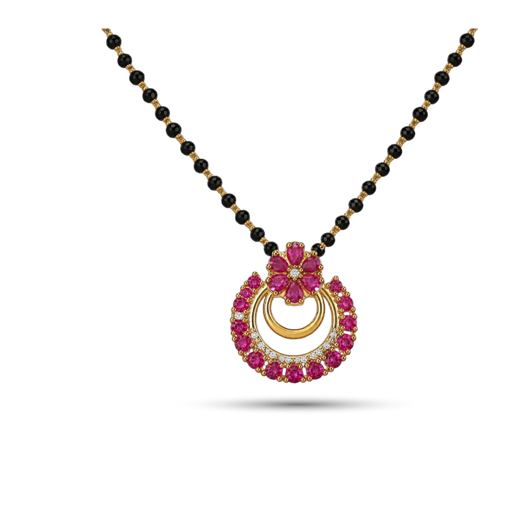 Royale Emerald Ruby 925 Sterling Silver Mangalsutra | SSARONG TM-006