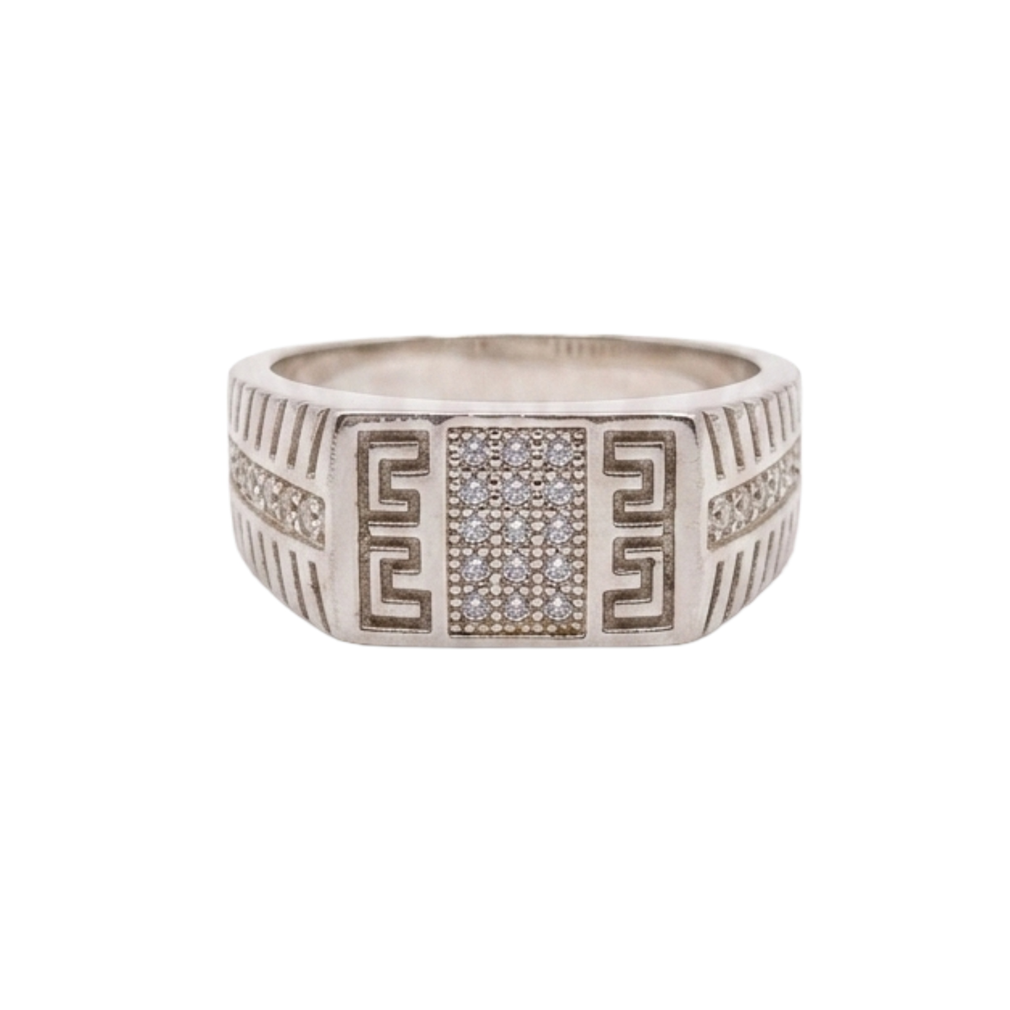 Imperial Greek Band 925 Sterling Silver CZ Statement Ring | Ssarong | R-003