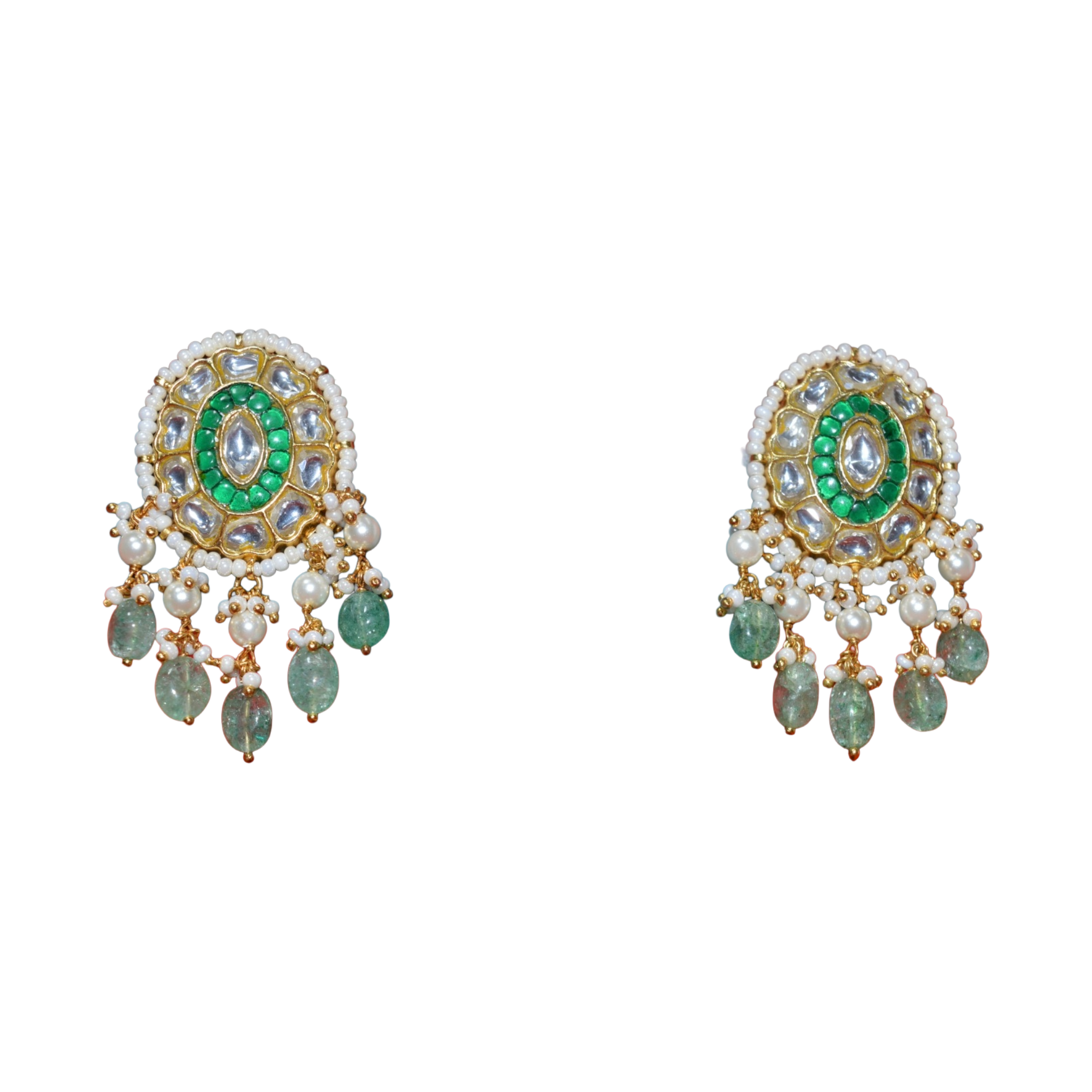 SSARONG 925 Sterling Silver Heritage Kundan Stud Drop Earrings | TE-013