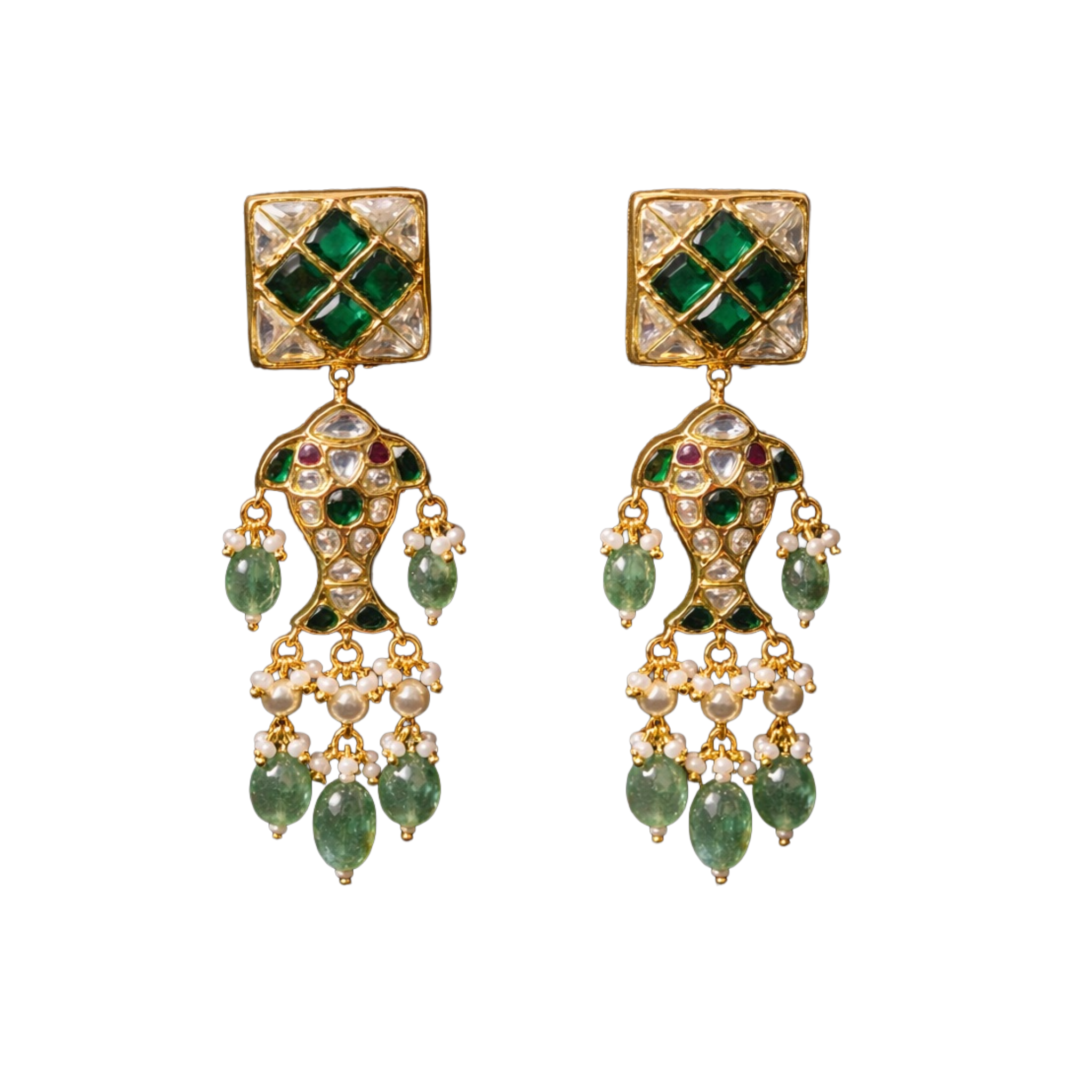 Royal Kundan 925 Sterling Silver Statement Earrings | Ssarong | TE-001