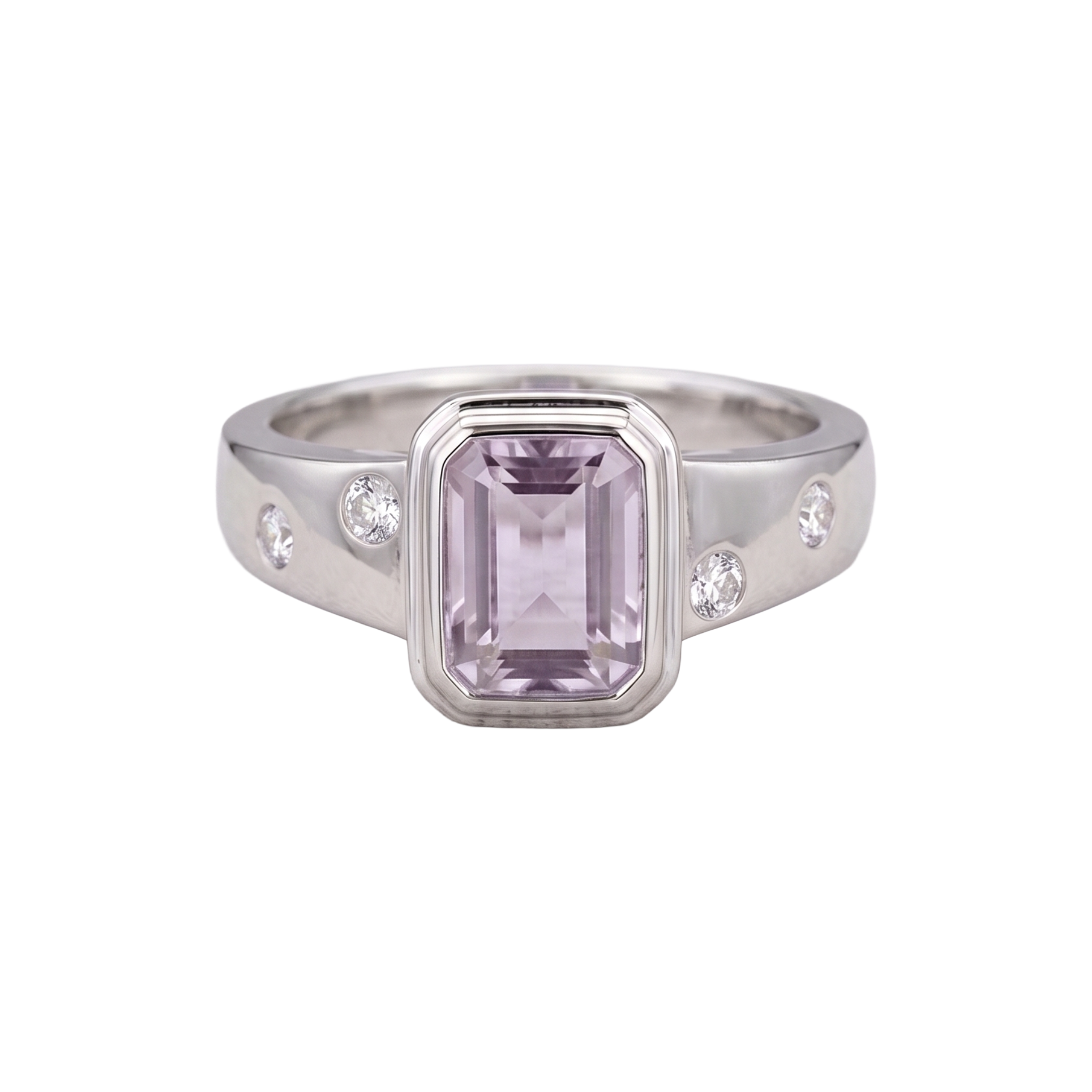 Pastel Elegance 925 Sterling Silver Emerald-Cut Amethyst Ring | Ssarong | R-013