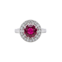 Regal Ruby Halo 925 Sterling Silver Cocktail Ring | Ssarong | R-017