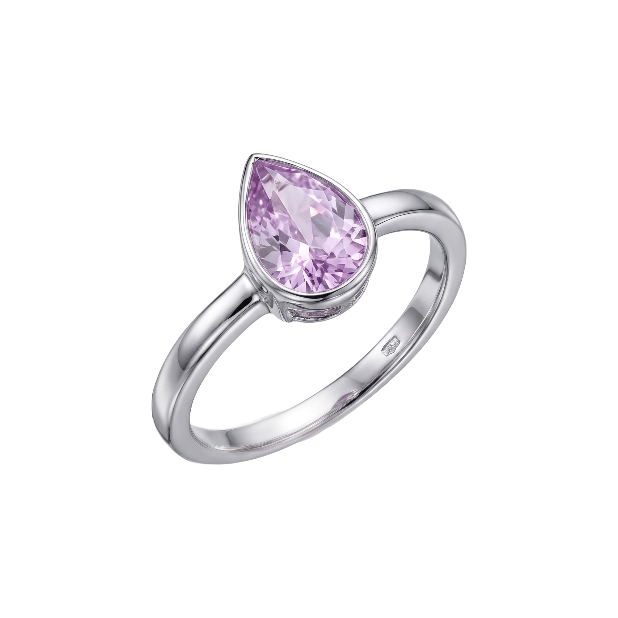 Lavender Teardrop 925 Sterling Silver Amethyst Solitaire Ring | Ssarong | R-020