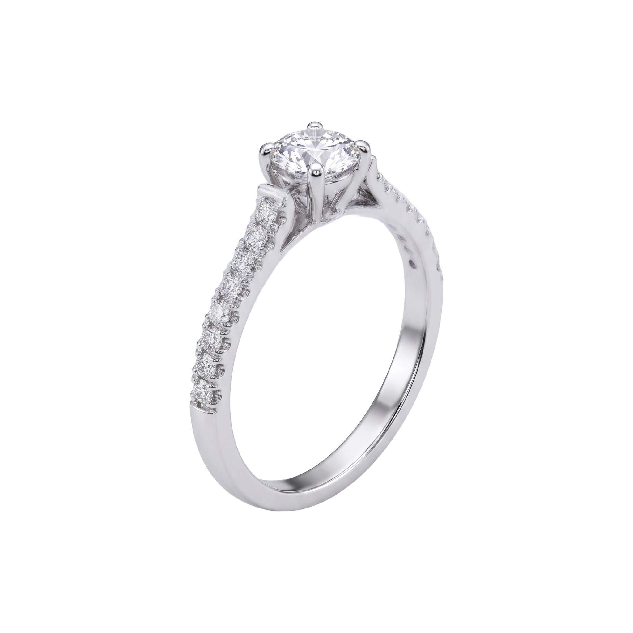 Classic Radiance 925 Sterling Silver Pavé Solitaire Ring | Ssarong | R-025