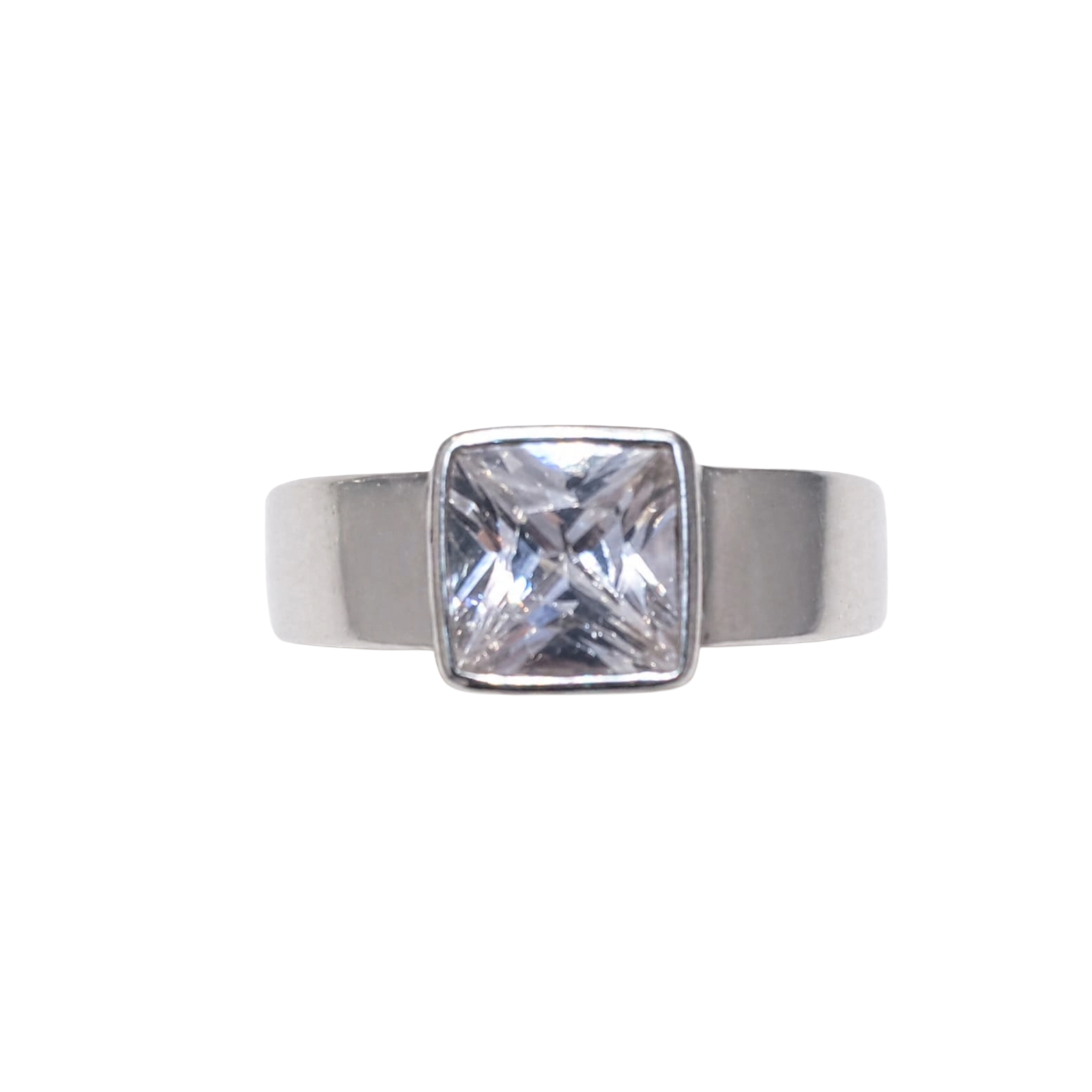 Modern Prism 925 Sterling Silver Princess-Cut Statement Ring | Ssarong | R-026
