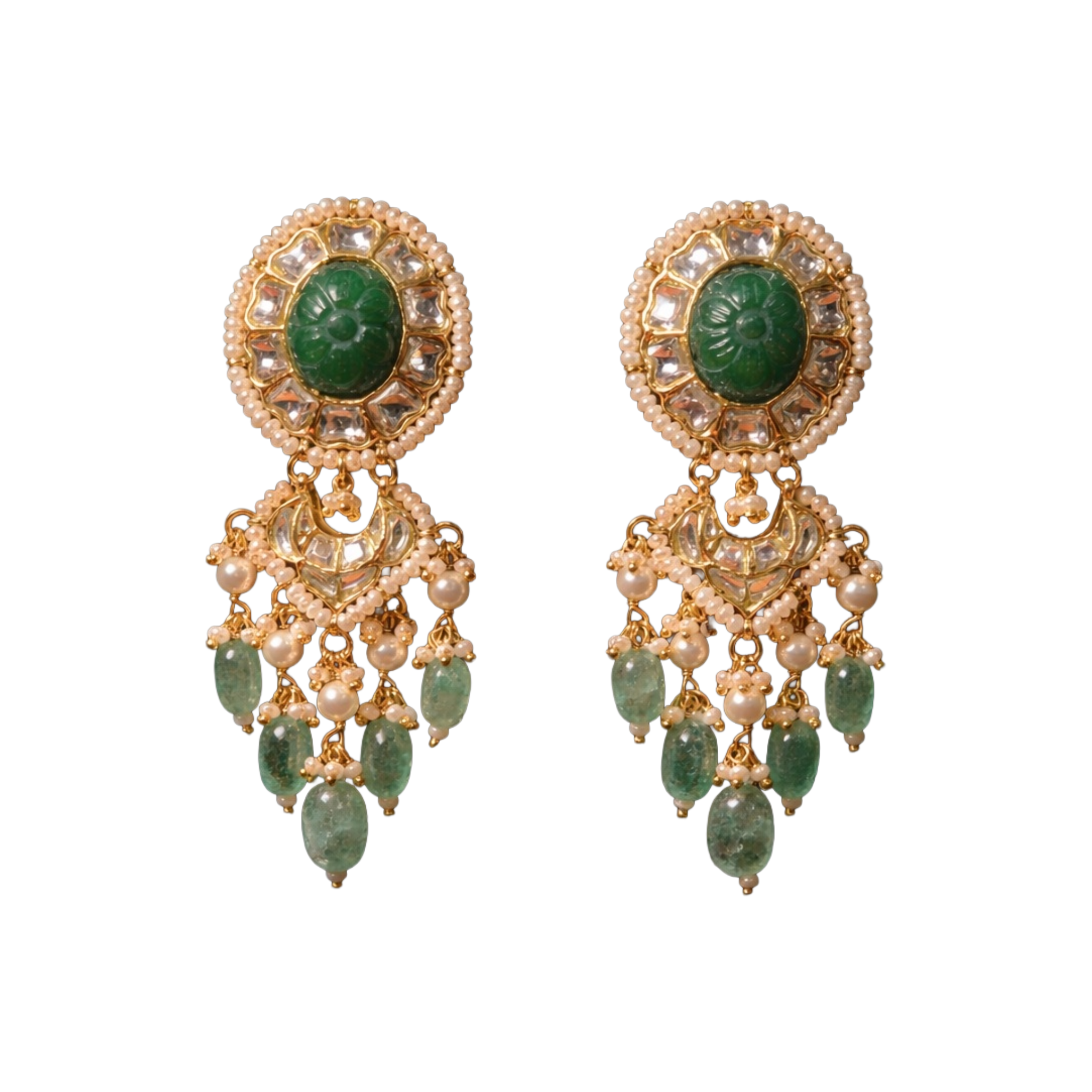 Emerald Heritage 925 Sterling Silver Chandbali Earrings | Ssarong | TE-003