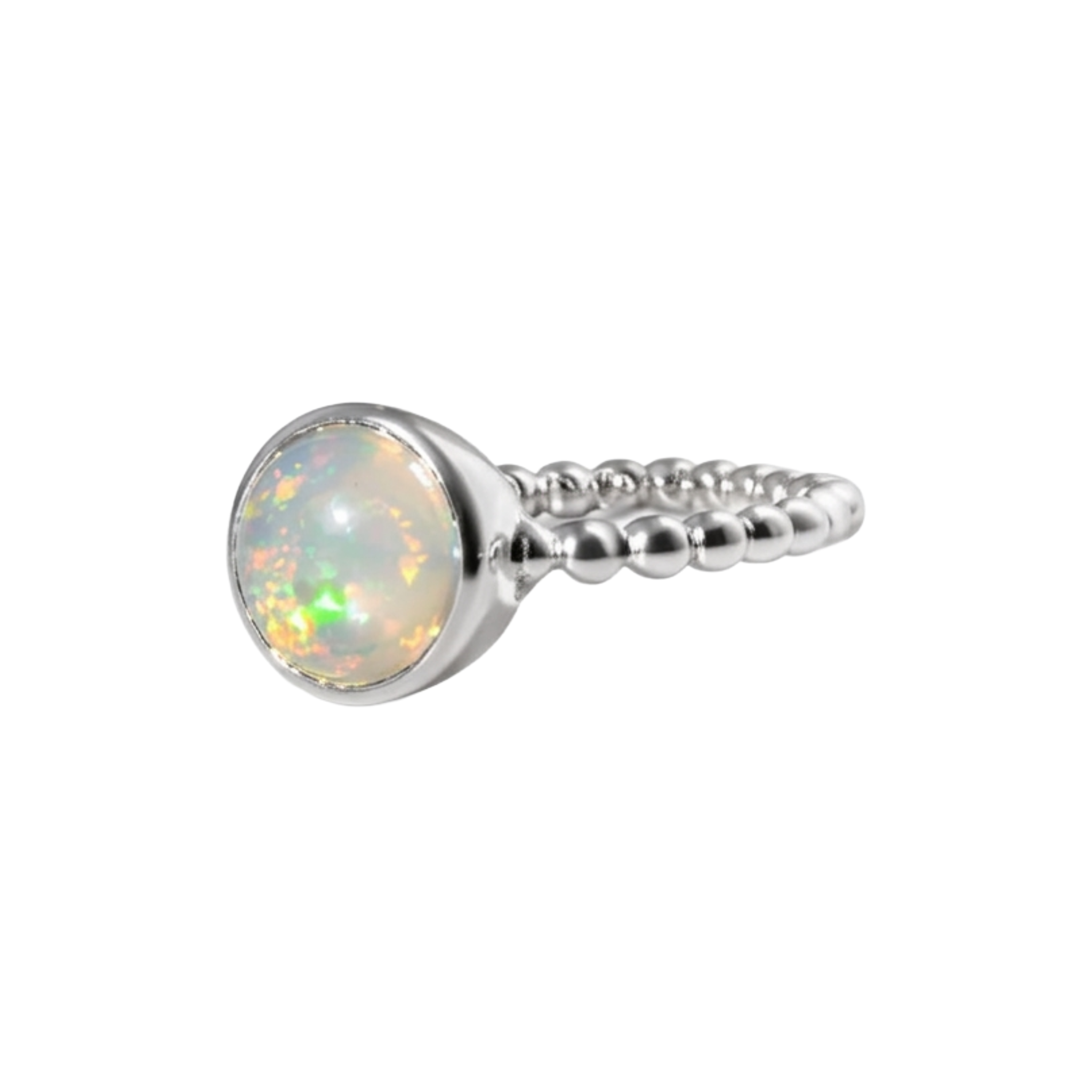 SSARONG 925 Sterling Silver Heritage Beaded Opal Solitaire Ring | R-034