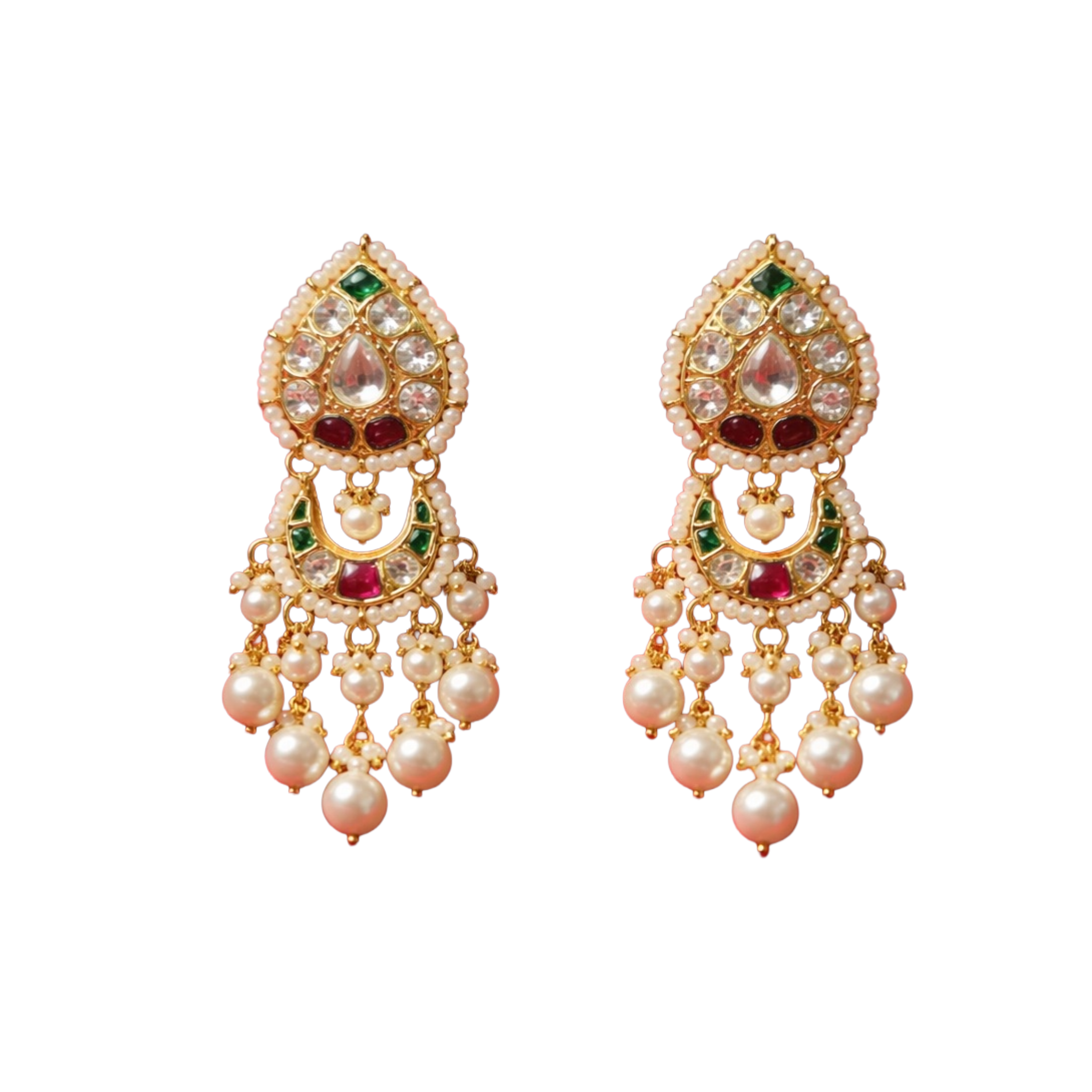 Regal Chandbali Jadau 925 Sterling Silver Drop Earrings | Ssarong | TE-006