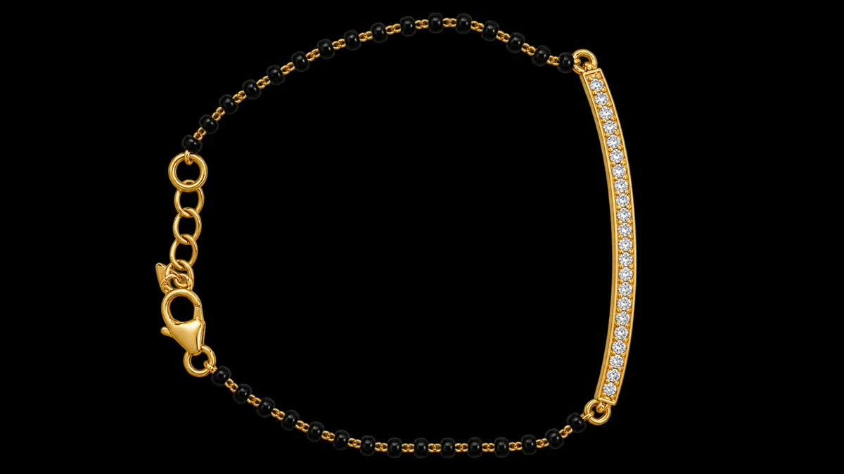 Linear Bar 925 Sterling Silver Mangalsutra Bracelet | SSARONG BWM-007