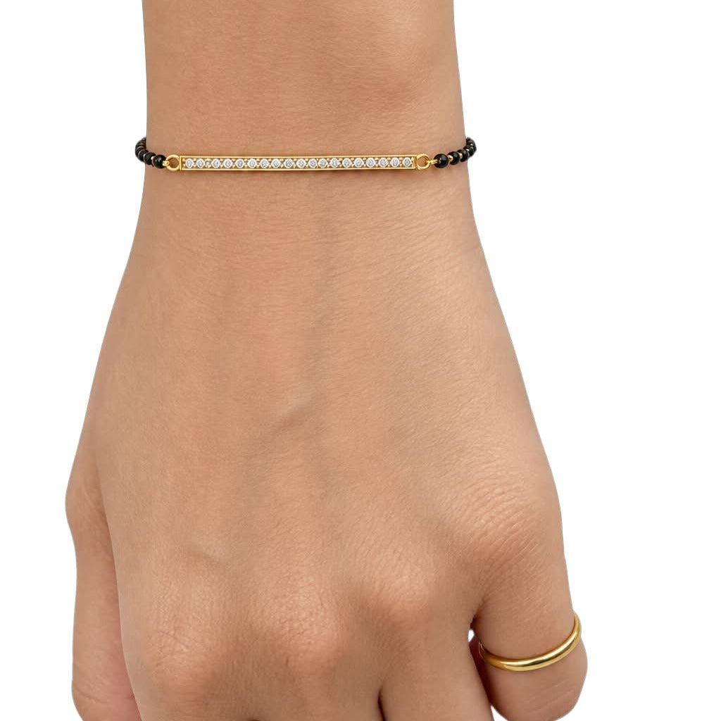Linear Bar 925 Sterling Silver Mangalsutra Bracelet | SSARONG BWM-007