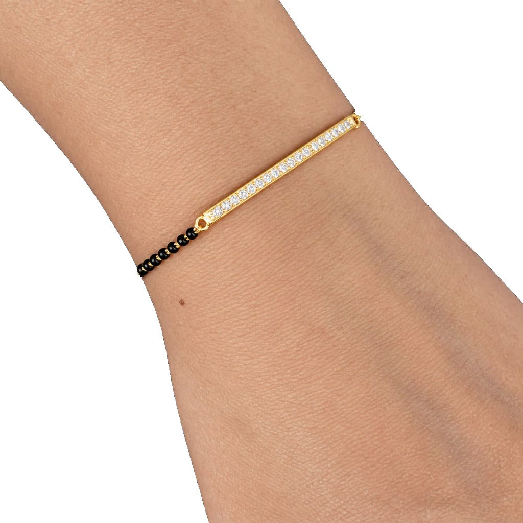 Linear Bar 925 Sterling Silver Mangalsutra Bracelet | SSARONG BWM-007