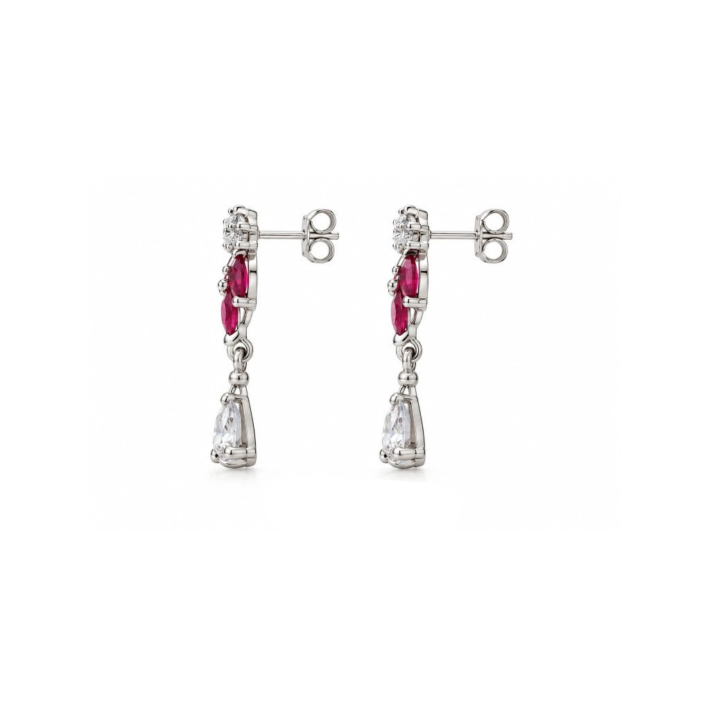 Ruby Bloom Drop 925 Sterling Silver Earrings | SSARONG ER-005